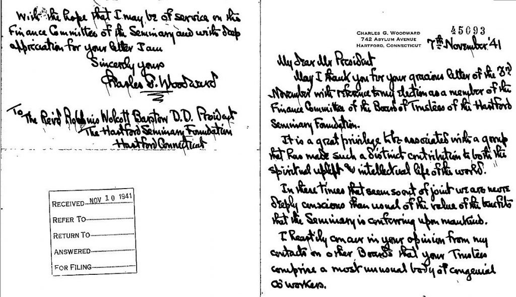 Woodward Handwritten Letter
