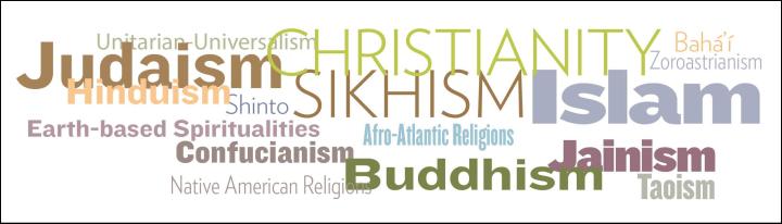 graphic image with names of various religions