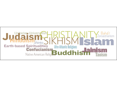 graphic image with names of various religions